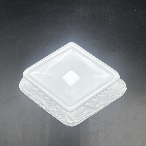 VTG Indiana Milk Glass Pineapple & Floral 3"x6" Diamond Compote Candy Trinket - Picture 6 of 8